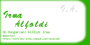 irma alfoldi business card